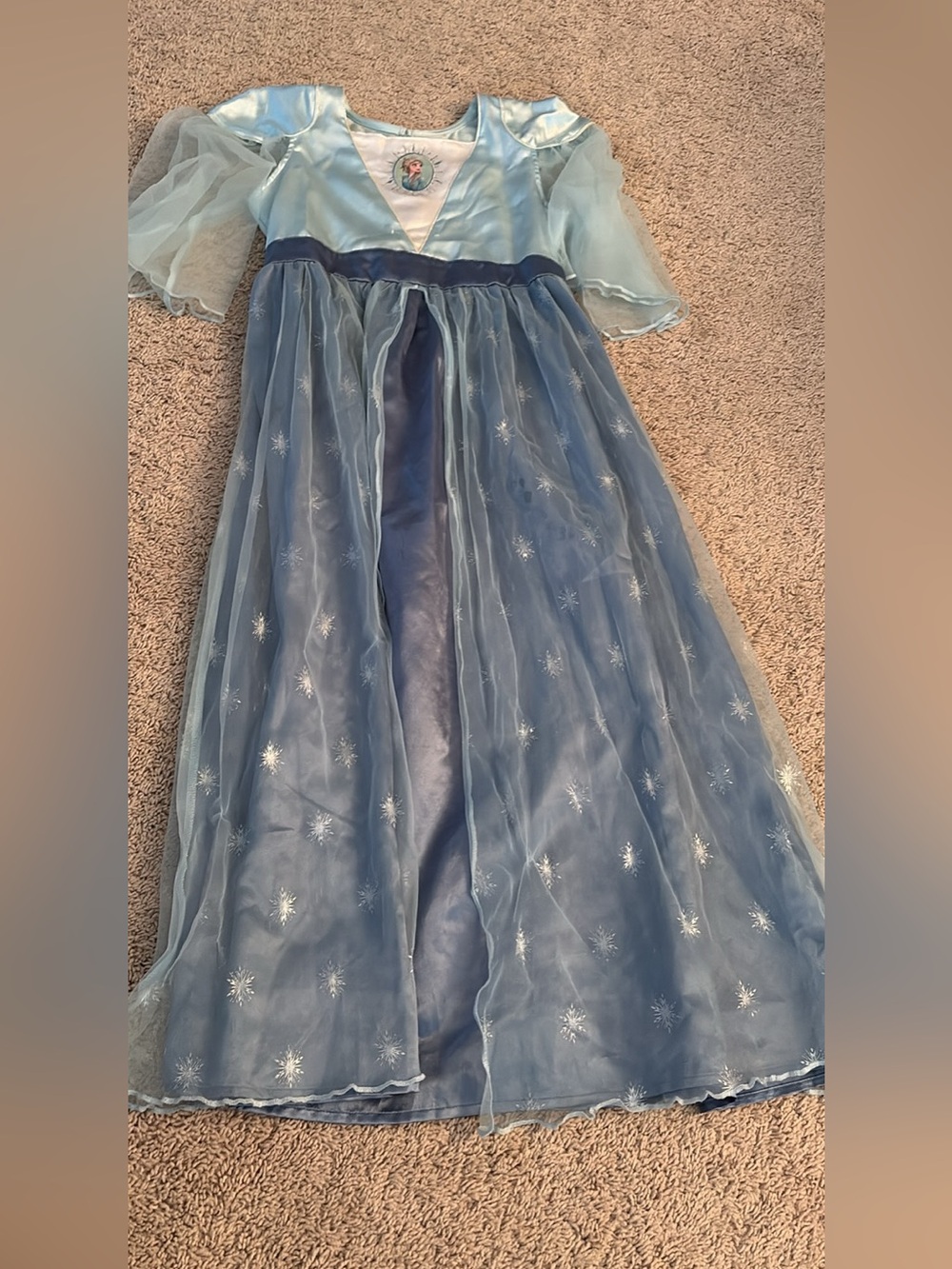 Disney Light Blue & Navy Princess Dress with Sparkle Snowflakes